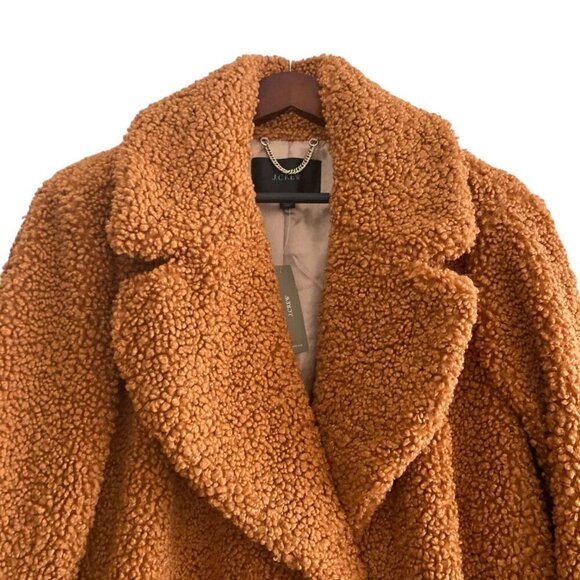 J CREW Double Breasted Teddy Sherpa Topcoat Coat Adobe Clay Brown NEW! - Picture 9 of 13
